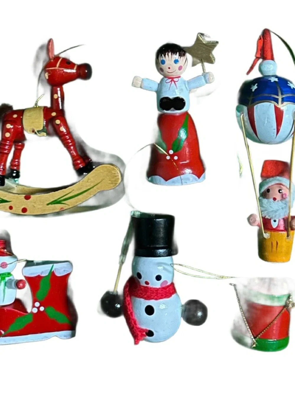 The Christmas Collection ~ Vtg (1985) ~ 10 Pieces Wood Hand Painted Ornament New